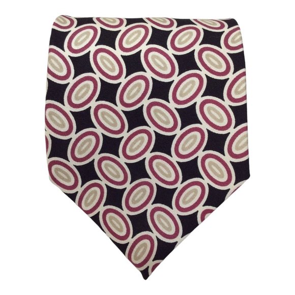 BURBERRYS OF LONDON Red Geometric Silk Tie HMade USA 56”/3.7" NWT - Picture 1 of 8